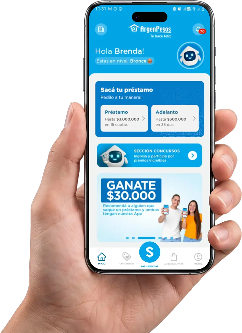 Aplicación de ArgenPesos en un celular
